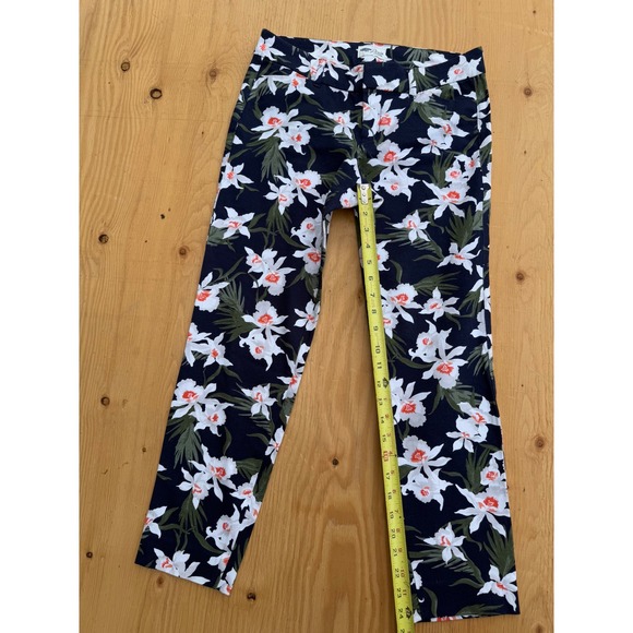 Old Navy Floral Print Ankle‎ Pants Stretch Casual Career Black White Size 4 - Picture 6 of 7